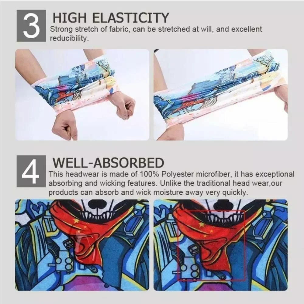 Bandana Neck Gaiter Skull Face Mask Bandanas Tube Breathable Rave Face Scarf US